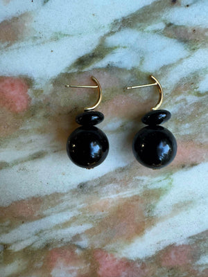 Pom Pom Hooplet Earrings Onyx