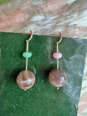 Swingers Hooplet Earrings Chrysoprae Pink Opal Susntone