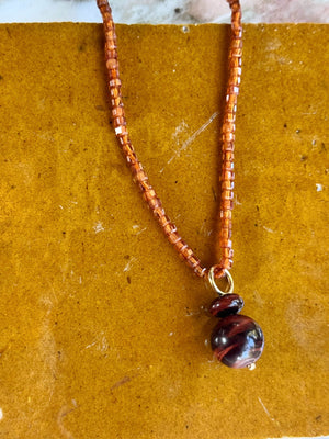 Lucky Pom Charm Red Tigers Eye