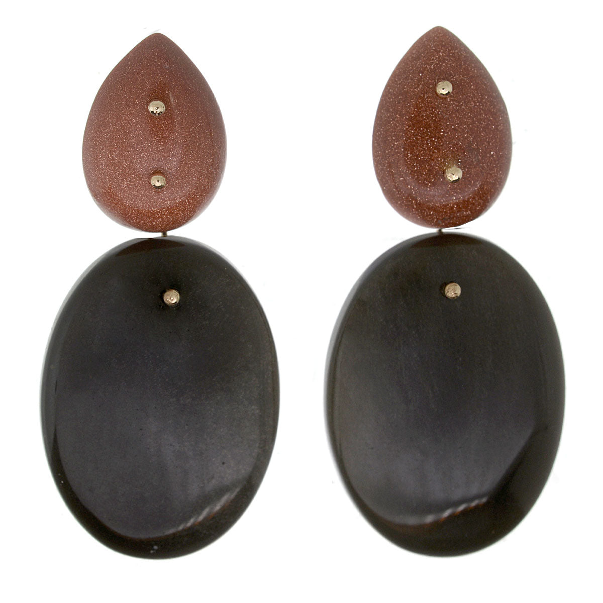 Mobile Earrings Goldstone Obsidian