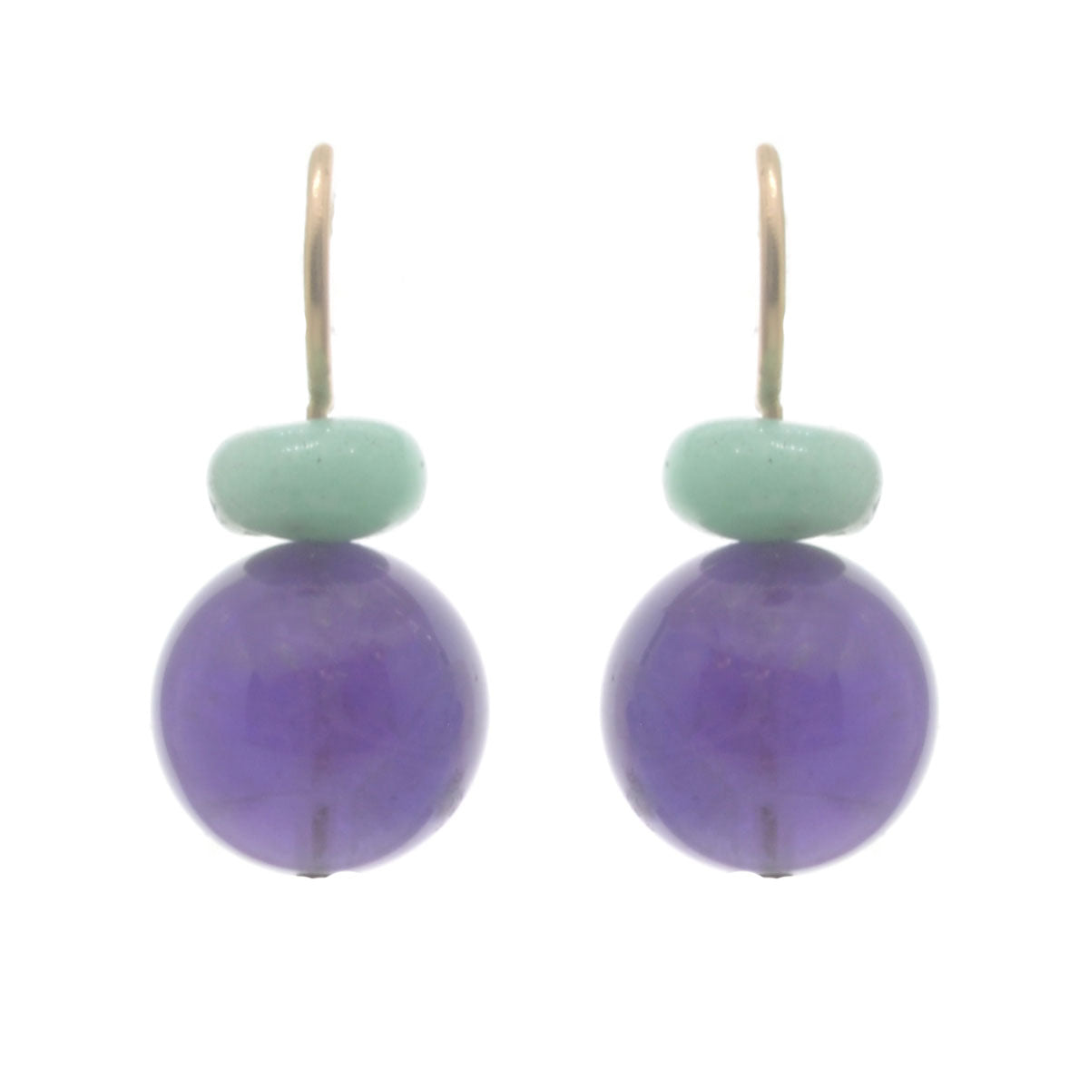 Pom Pom Hooplet Earrings Chrysoprase Amethyst