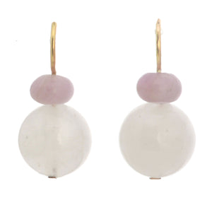 Pom Pom Hooplet Earrings Kunzite Rose Quartz