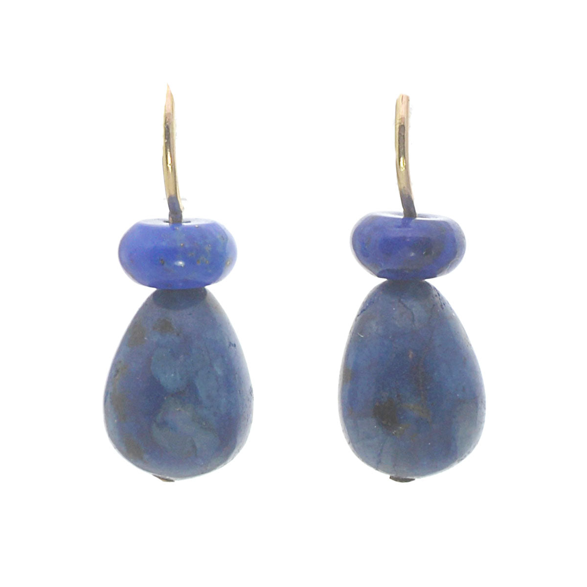 Pom Pom Pear Hooplet Earrings Lapis Sodalite