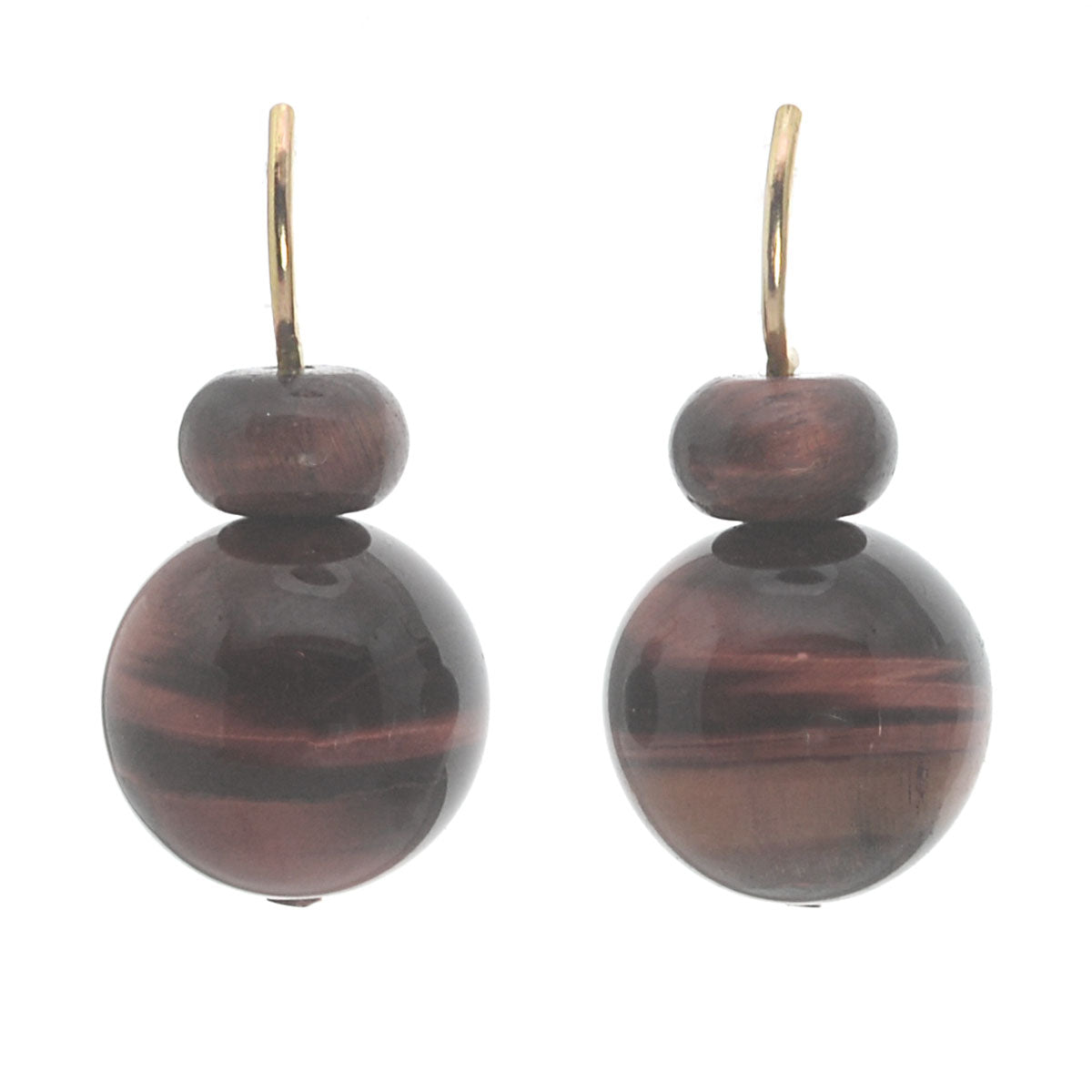 Pom Pom Hooplet Earrings Red Tigers Eye