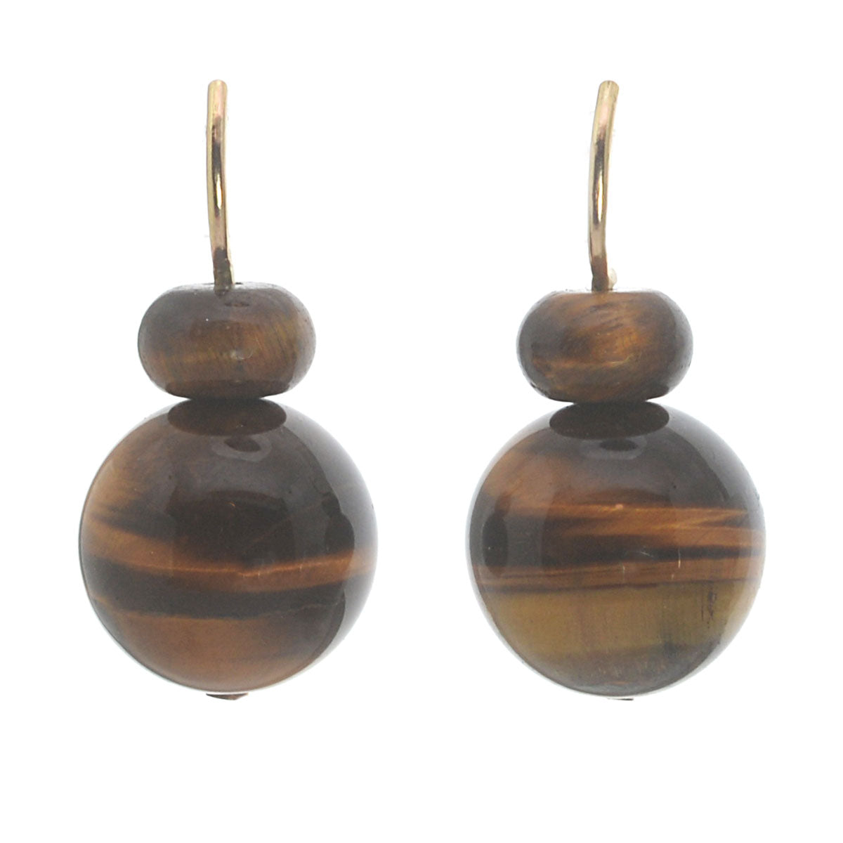 Pom Pom Hooplet Earrings Tigers Eye