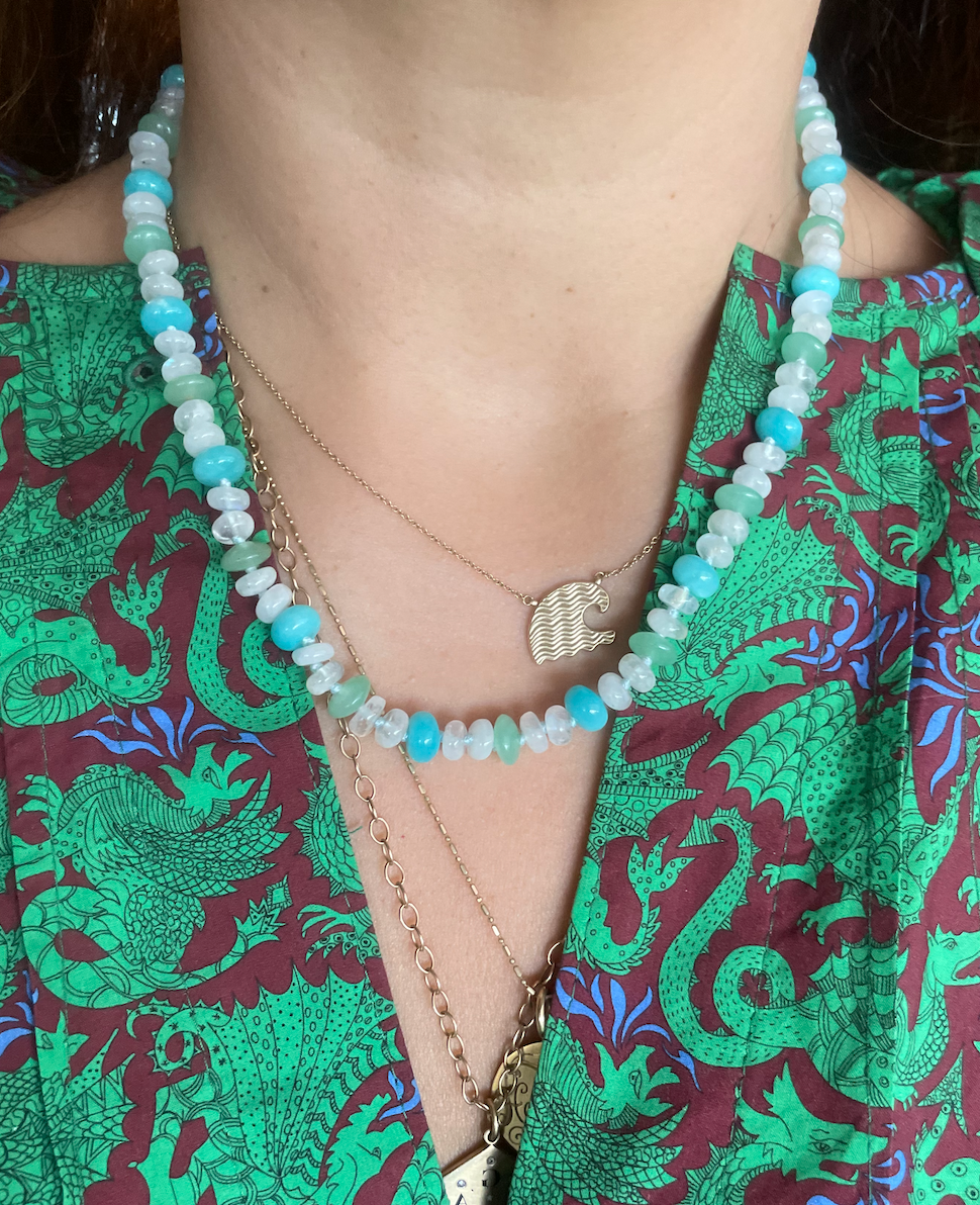 Beaded Moonstone, Amazonite and Aventurine Necklace