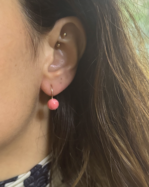 Mini Candy Hooplet Earrings Rhodochrosite