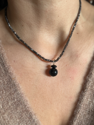 Moody Micro Necklace - Obsidian