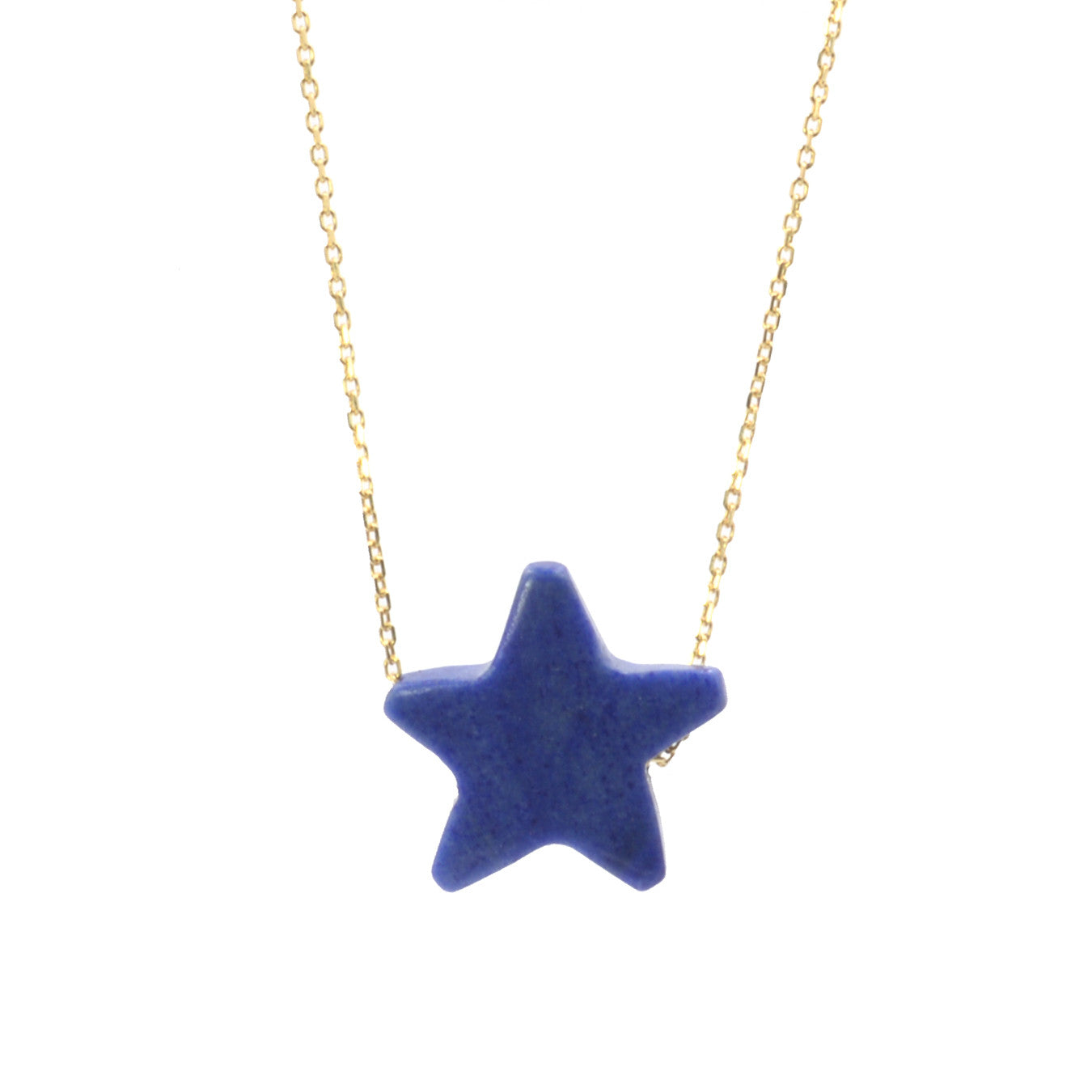 Lapis Simple Drop Star Necklace - Small
