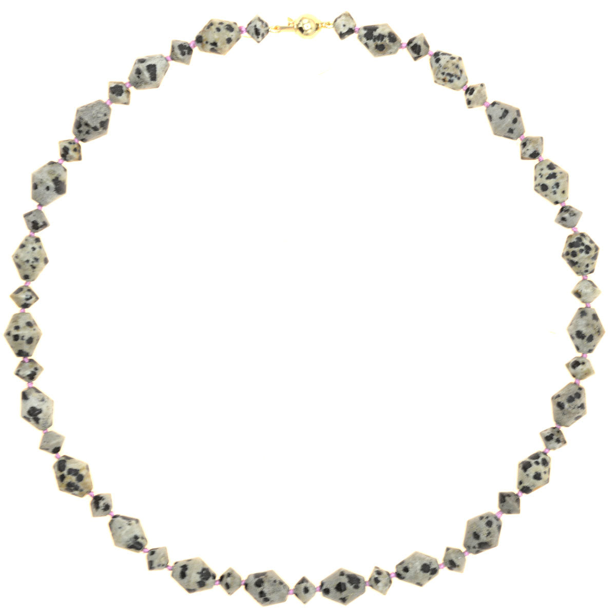 Beaded Vintage Style Dalmatian Stone Necklace