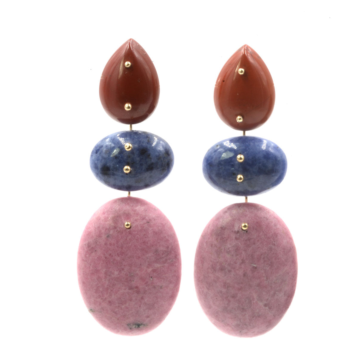 Mobile Earrings Red Jasper, Sodalite and Rhodonite