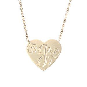 Floral Engraved Heart Necklace