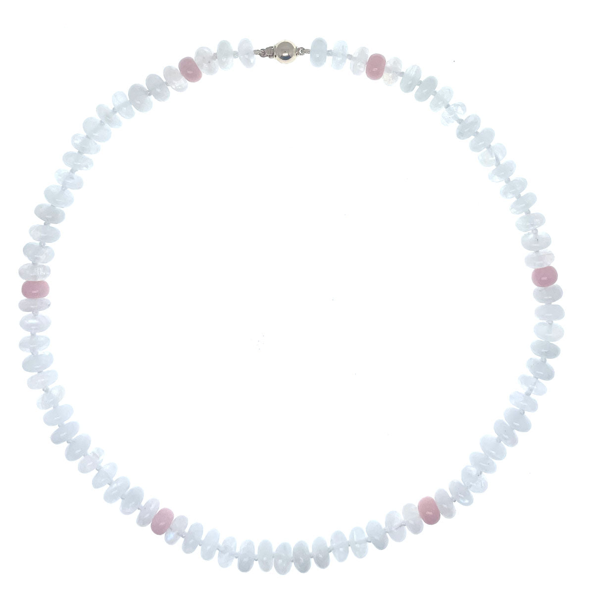 Beaded Moonstone and Pink Opal Necklace