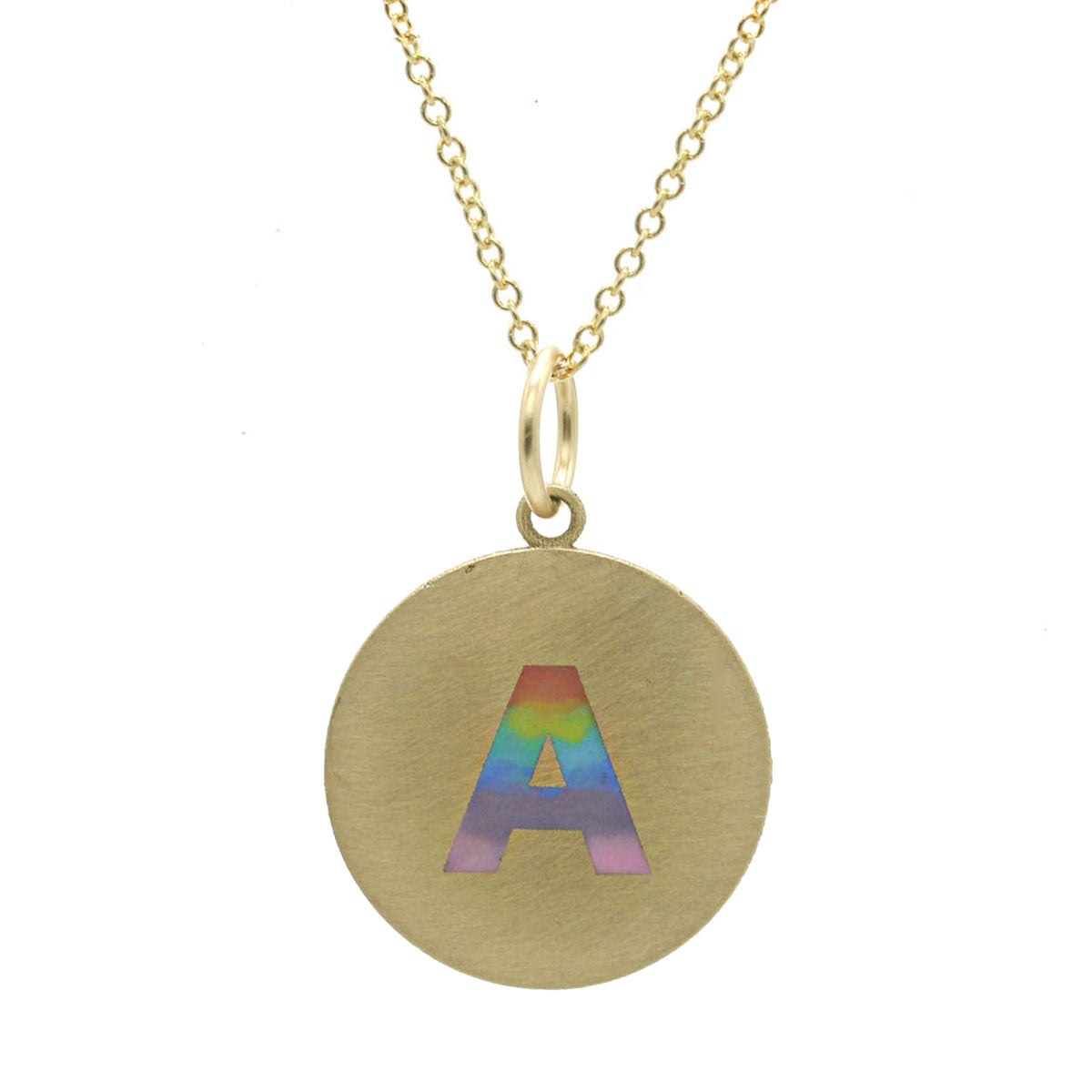 Custom Enamel Rainbow Ombre Initial Necklace