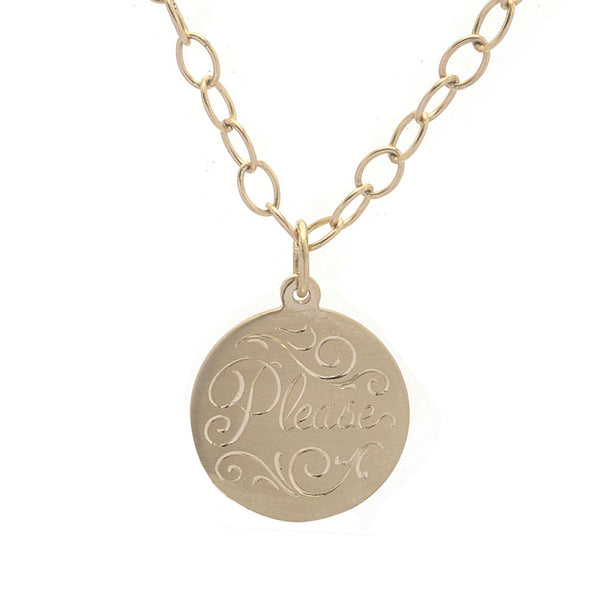 Floral Hand Engraved Initial Necklace Charm Pendant Signet Monogram -  Jessica Winzelberg