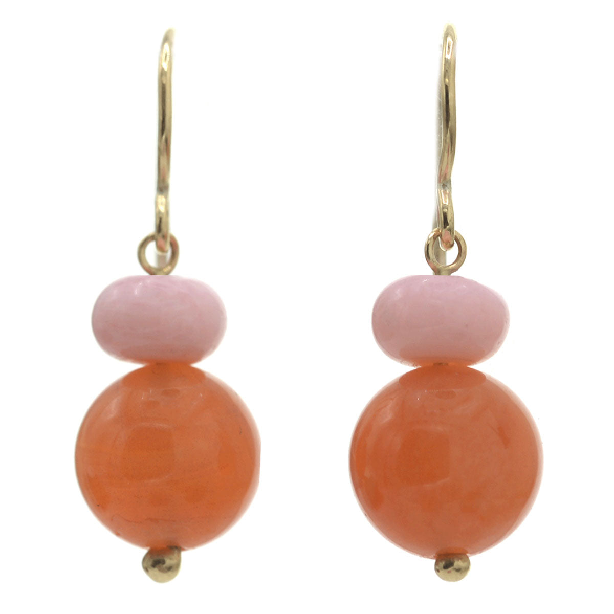 Pom Pom Earrings Orange Chalcedony Pink Opal