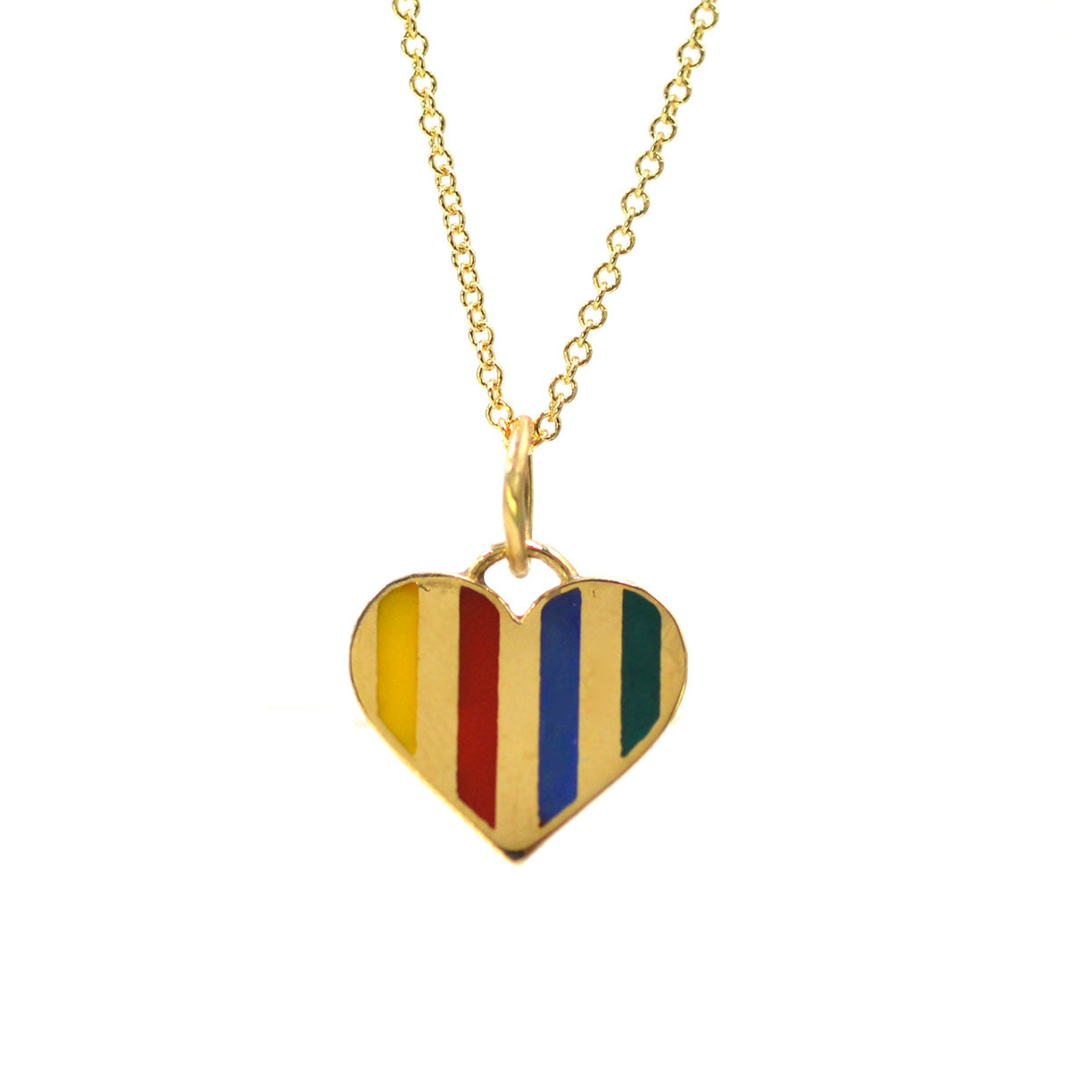 Enamel Striped Heart Necklace