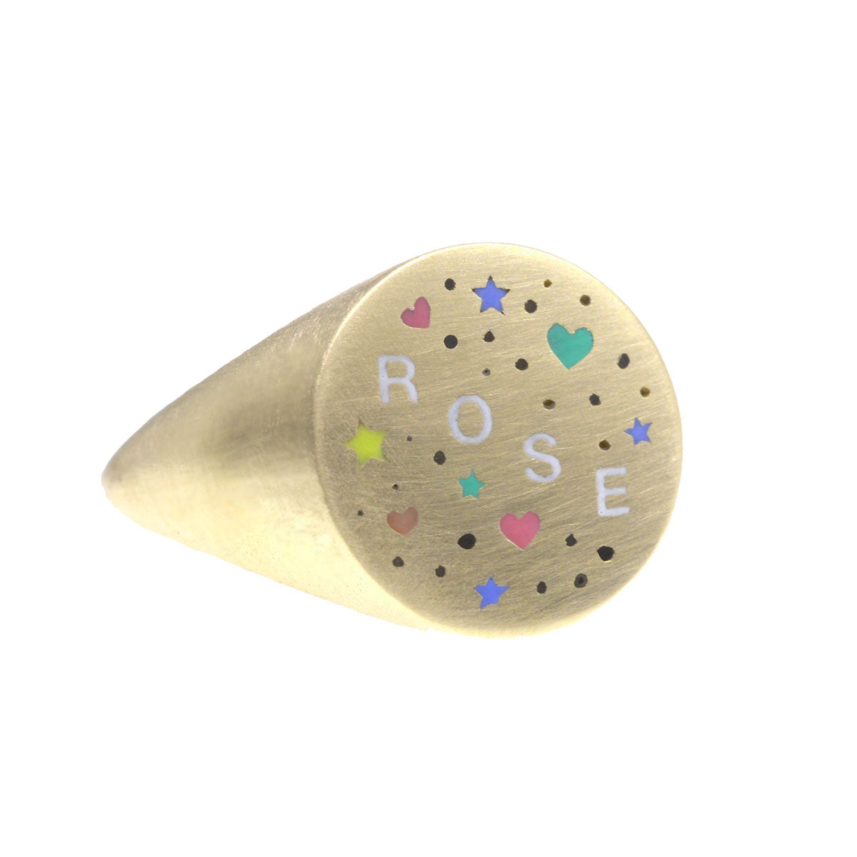 Custom Speckled Enamel Word Ring